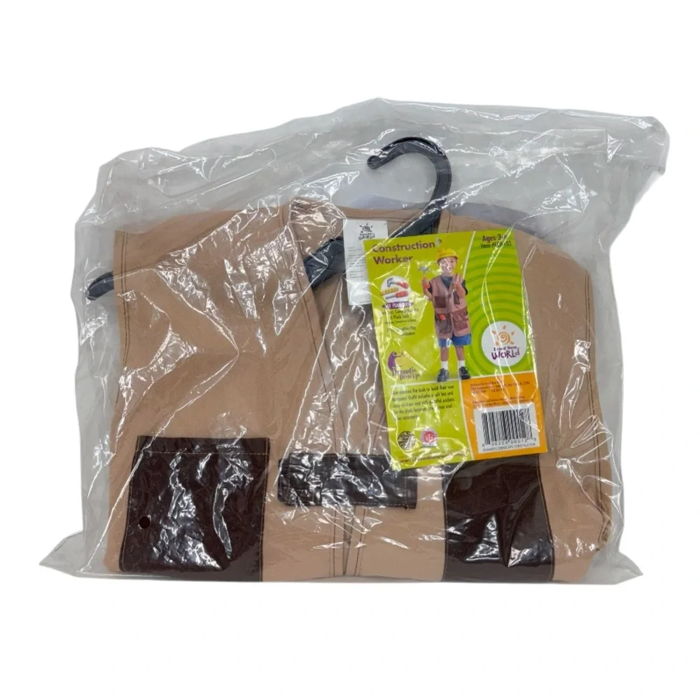 Brand New World Construction Worker Kids Halloween Costume Age 3-6 Unisex Nwt - Picture 2 of 5